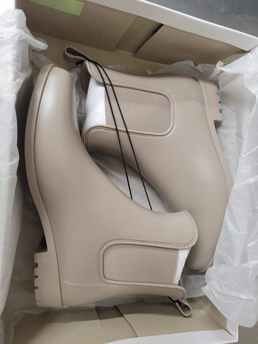A New Day Beige Chelsea Rain Booties